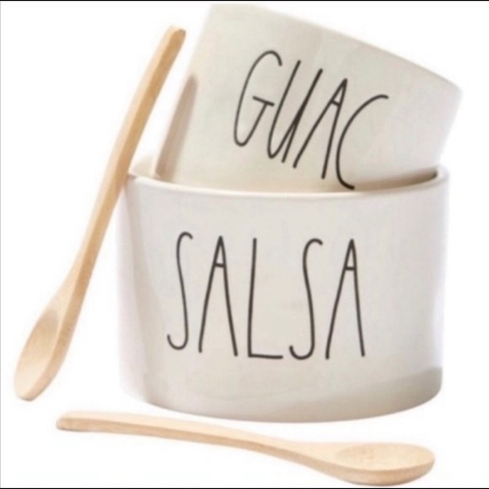 Rae Dunn Guac and Salsa Bowls with Spoons NWT!